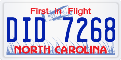 NC license plate DID7268