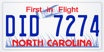 NC license plate DID7274