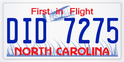 NC license plate DID7275