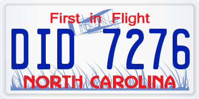 NC license plate DID7276