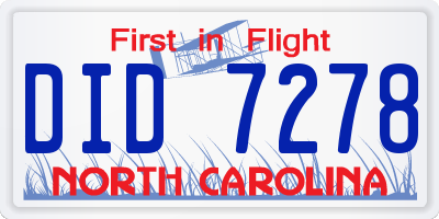 NC license plate DID7278