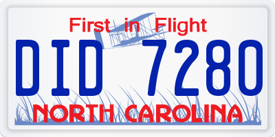 NC license plate DID7280