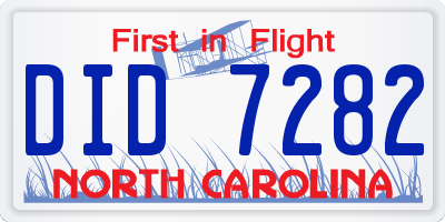 NC license plate DID7282