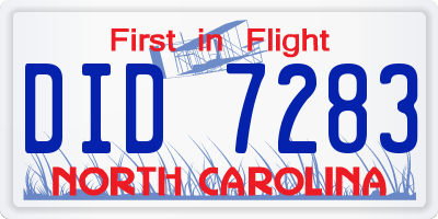 NC license plate DID7283