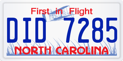 NC license plate DID7285