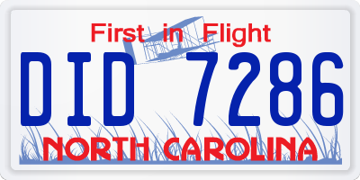 NC license plate DID7286