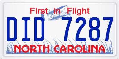 NC license plate DID7287