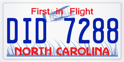 NC license plate DID7288