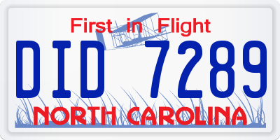 NC license plate DID7289