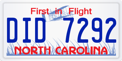 NC license plate DID7292