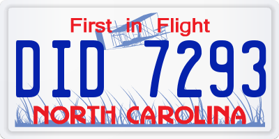 NC license plate DID7293