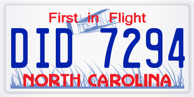 NC license plate DID7294