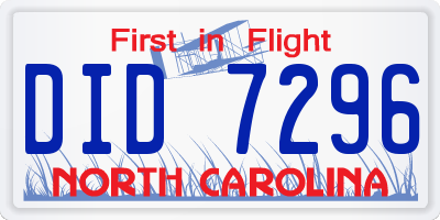 NC license plate DID7296
