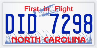 NC license plate DID7298