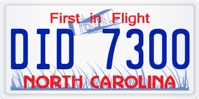 NC license plate DID7300