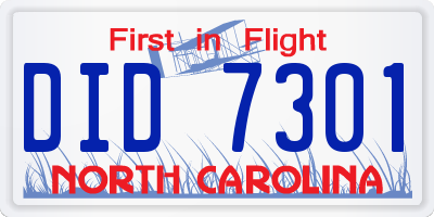 NC license plate DID7301