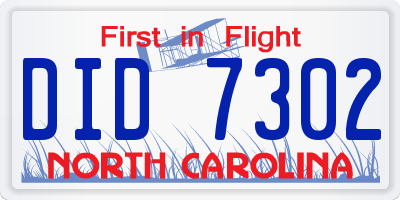 NC license plate DID7302