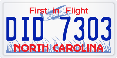 NC license plate DID7303