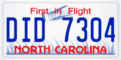NC license plate DID7304