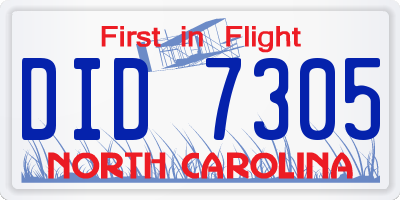 NC license plate DID7305