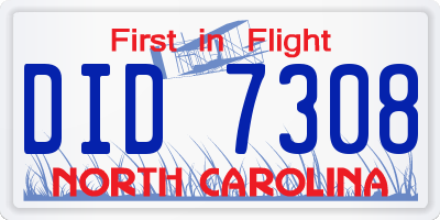 NC license plate DID7308