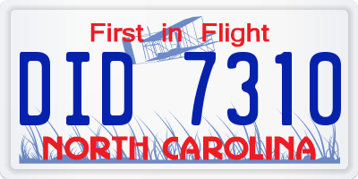 NC license plate DID7310