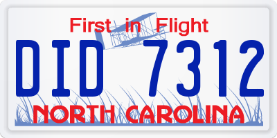 NC license plate DID7312