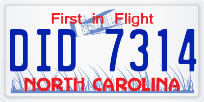 NC license plate DID7314