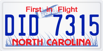 NC license plate DID7315