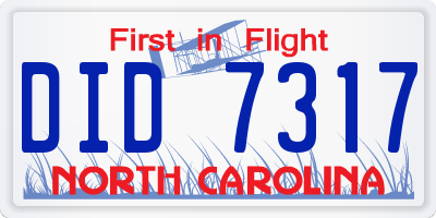 NC license plate DID7317