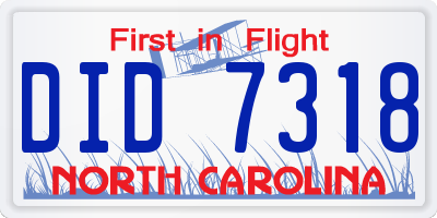 NC license plate DID7318