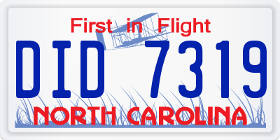 NC license plate DID7319