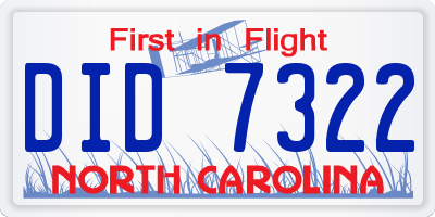 NC license plate DID7322