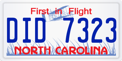 NC license plate DID7323
