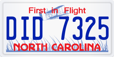 NC license plate DID7325