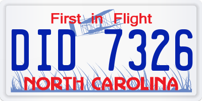NC license plate DID7326