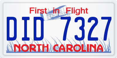NC license plate DID7327