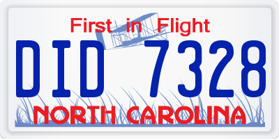 NC license plate DID7328