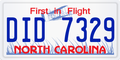 NC license plate DID7329