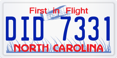 NC license plate DID7331