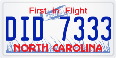 NC license plate DID7333