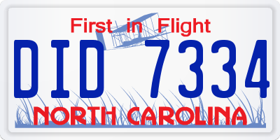 NC license plate DID7334