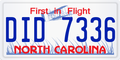 NC license plate DID7336