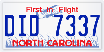 NC license plate DID7337
