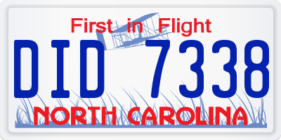 NC license plate DID7338