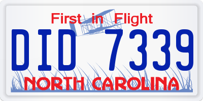 NC license plate DID7339
