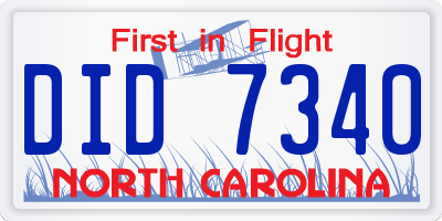 NC license plate DID7340