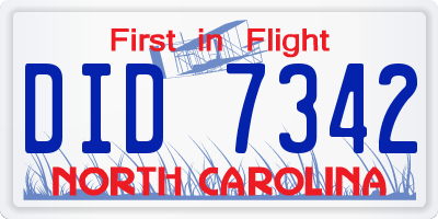 NC license plate DID7342