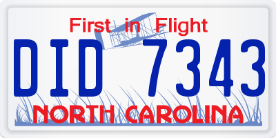 NC license plate DID7343