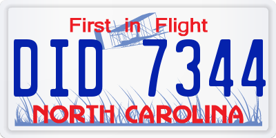 NC license plate DID7344